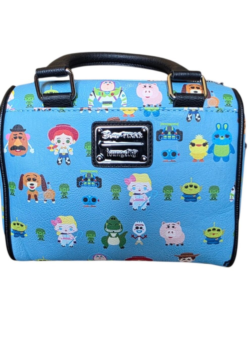 Loungefly Disney Pixar Toy Story Chibi Duffle Satchel Bag Blue Allover Print - Picture 3 of 16